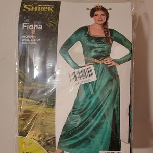 Dreamworks Shrek Fiona Green Dress with Tiara Spirit Costume! & Ear Headband